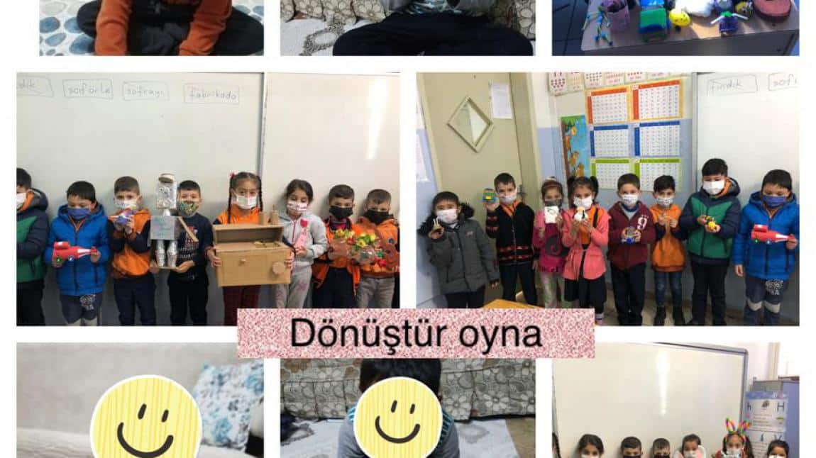 eTwinning 'Oynaya Oynaya' projesinde yer alan 1/C sınıfı öğrencileri atık malzemelerler kendi oyuncaklarını tasarladılar.